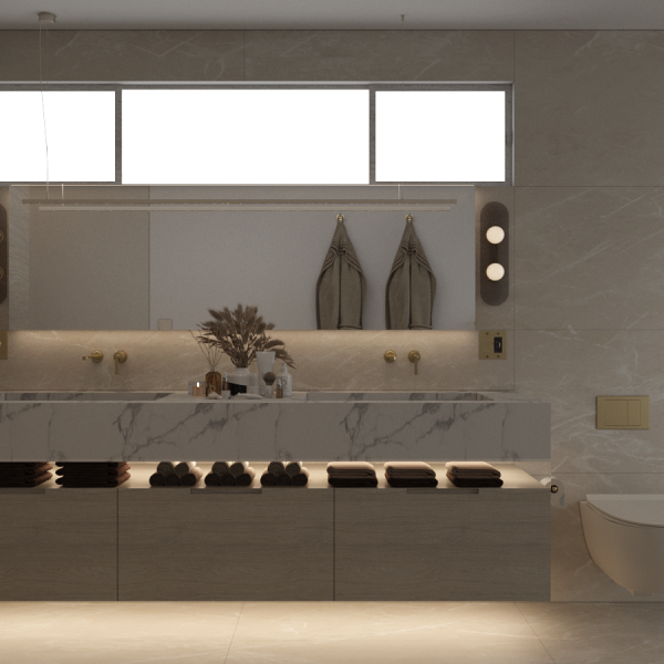 Master Bathroom of a private villa, Santa Monica, CA